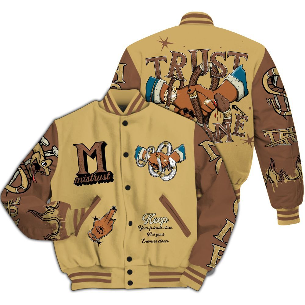Varsity Jacket To Match Retro Cacao Wow 4s - Trust No One Snake-Bite Street Style All Over Print