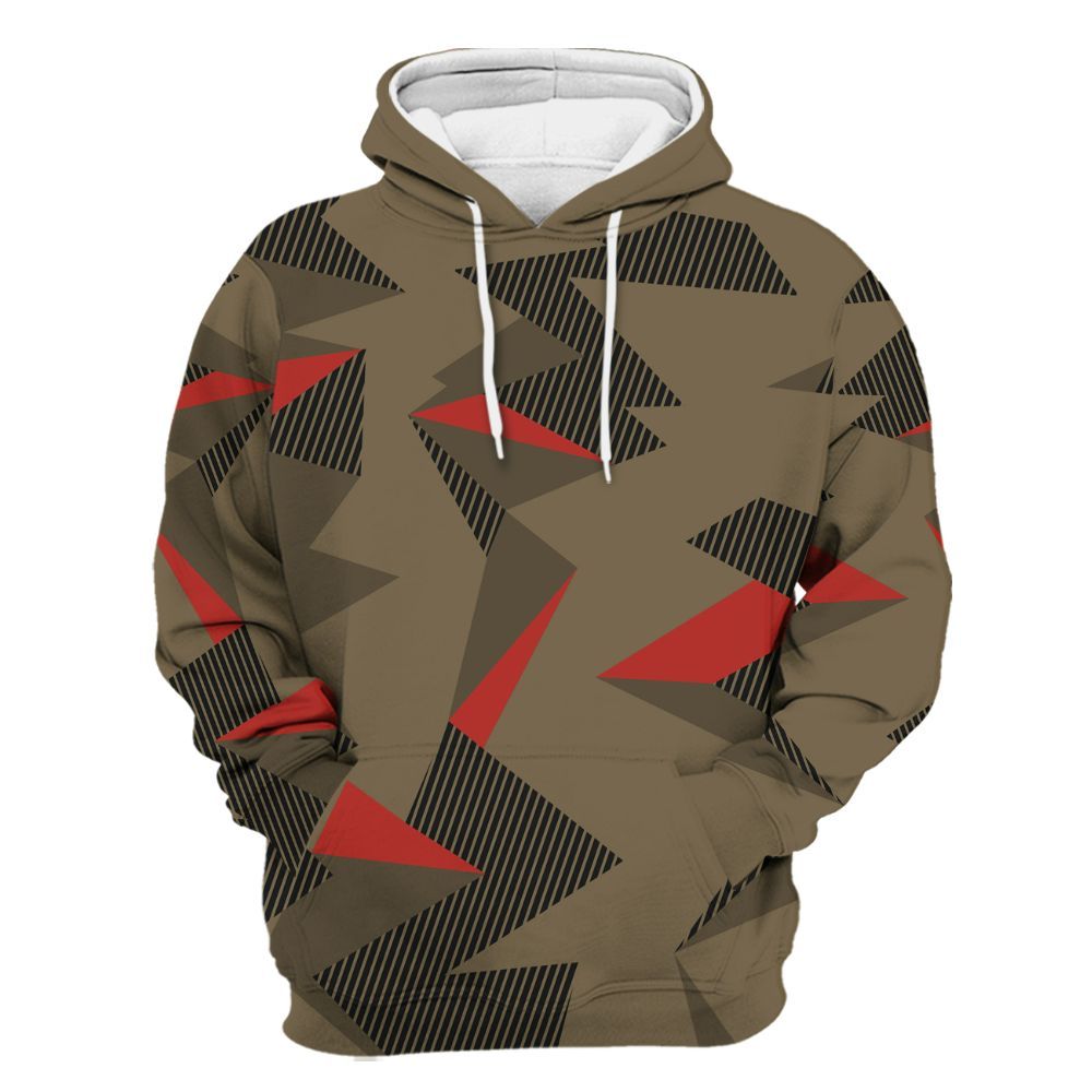 Hoodie To Match Olive 9s - Geometric Camouflage Pattern All Over Print