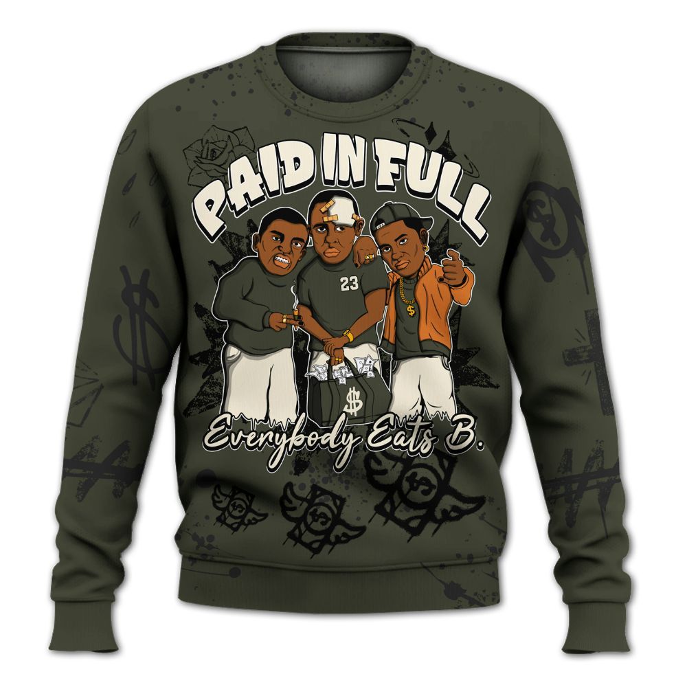 Sweatshirt To Match Retro Undefeated 4s - Paid In Full Crayon All Over Print