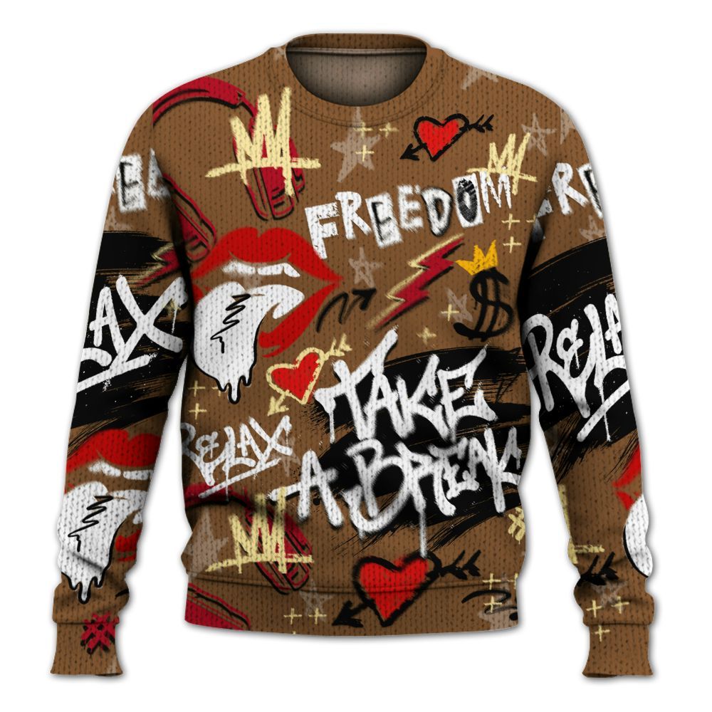 Knitted Sweater To Match Air Max 90 Escape - Take Break Freedom Graffiti Streetwear