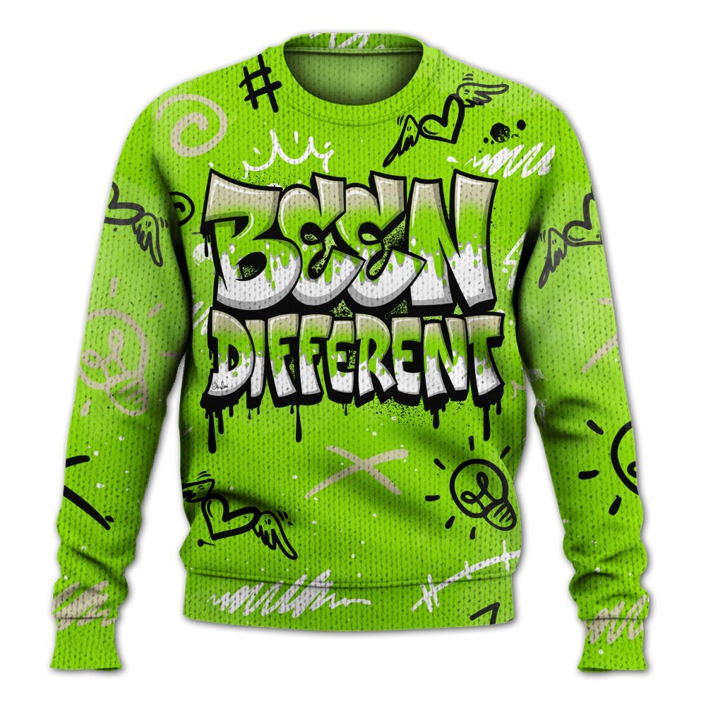 Knitted Sweater To Match Electric Green 6s - Drip Been Di2ferent
