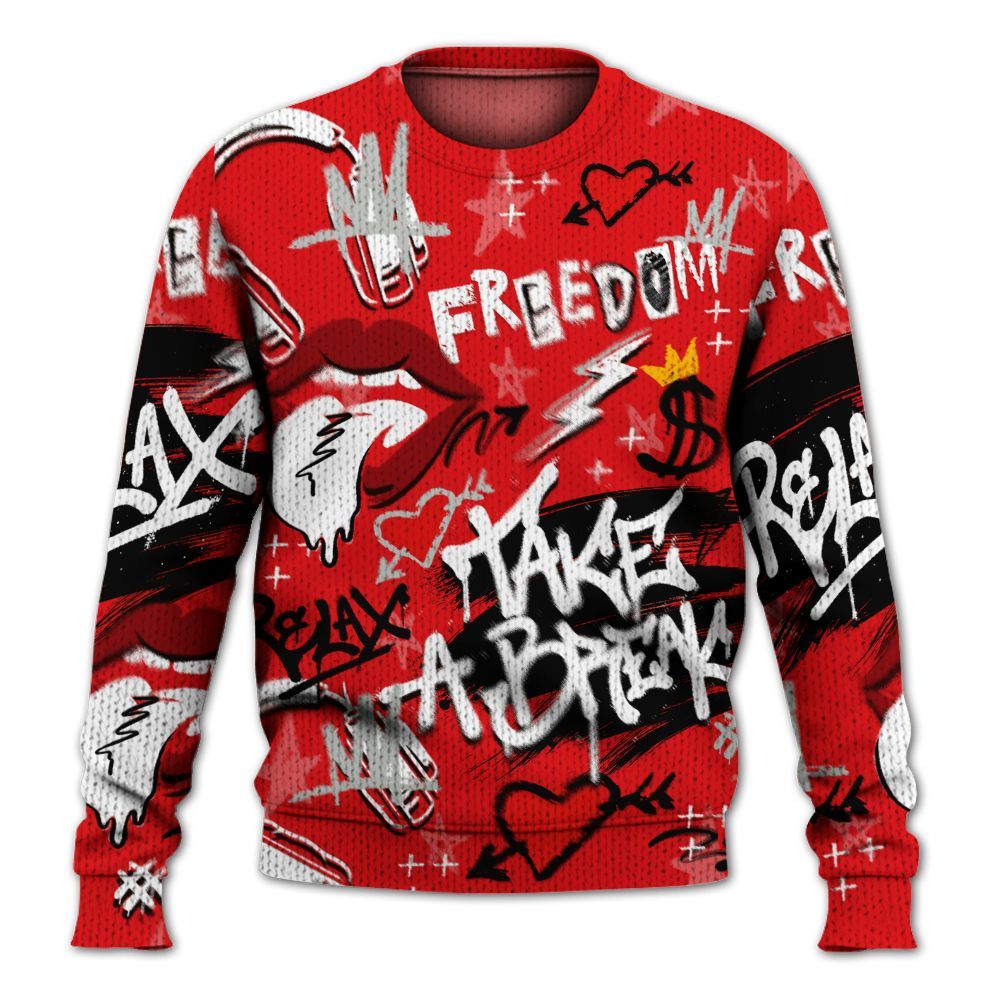 Knitted Sweater To Match Air Max 1 86 Cosmic Clay - Take Break Freedom Graffiti Streetwear