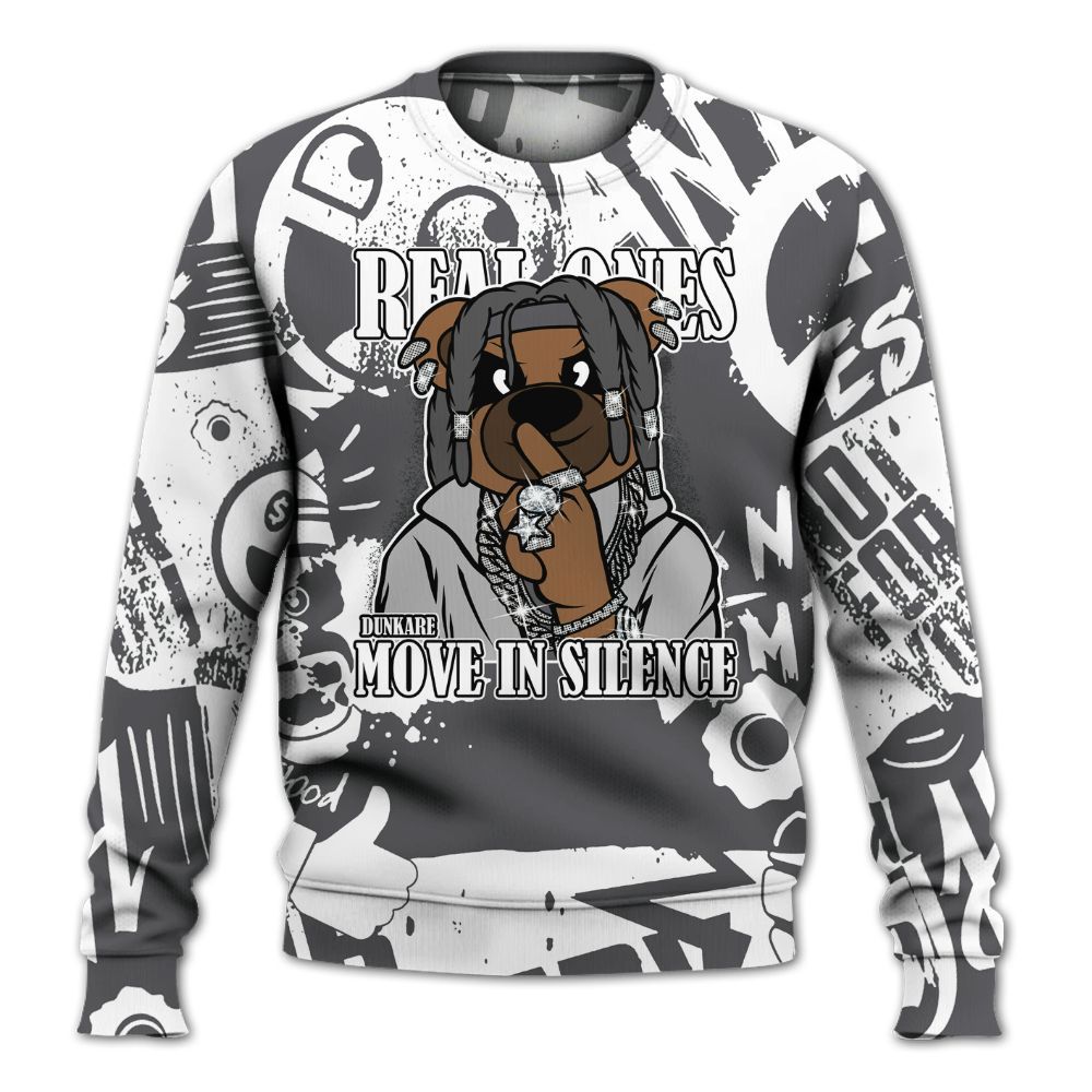 Sweatshirt To Match White Thunder 4s - Silent Achievers Bear Monogram Graffiti All Over Print