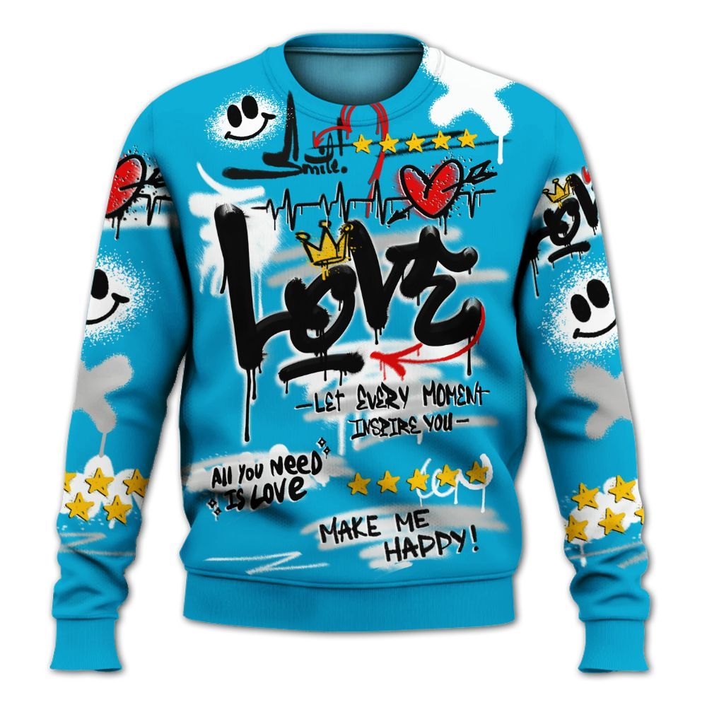 Sweatshirt To Match Ja 3 Jurassic Park Metallic Silver - Happy Love Beats Graffiti Streetwear All Over Print