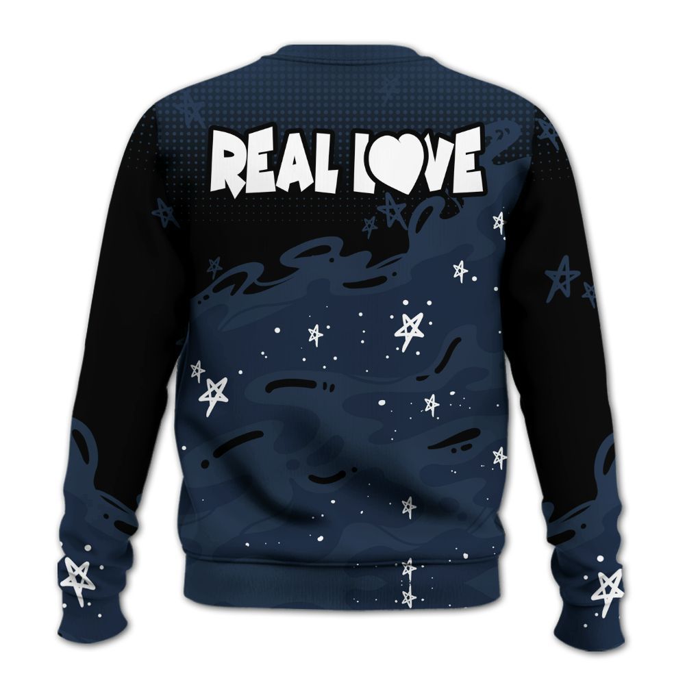 Sweatshirt To Match White Midnight Navy 6s - Sincere Fondness Bear Stars All Over Print