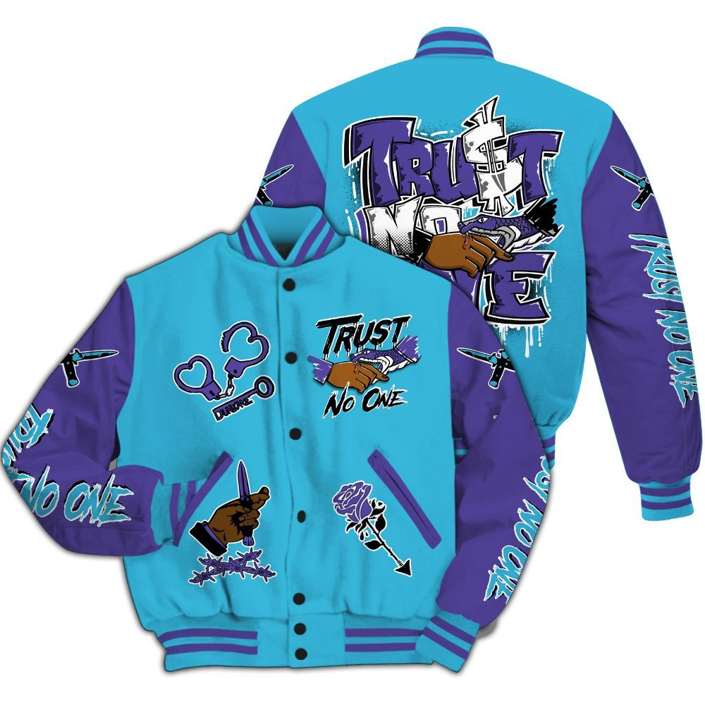 Varsity Jacket To Match Retro Aqua 6s - Trust No One Dripping All Over Print