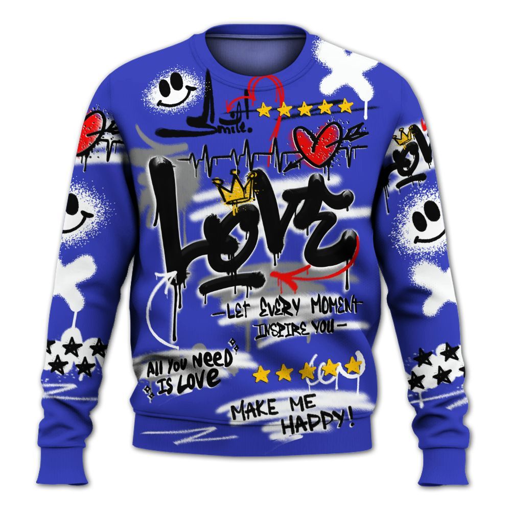 Sweatshirt To Match Retro Black Concord 12s - Happy Love Beats Graffiti Streetwear All Over Print
