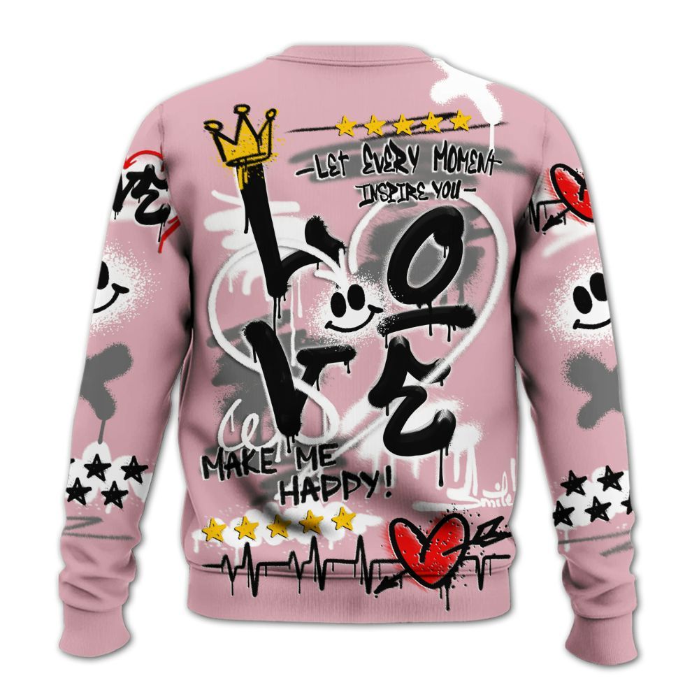 Sweatshirt To Match Air Max DN Pink Foam - Happy Love Beats Graffiti Streetwear All Over Print