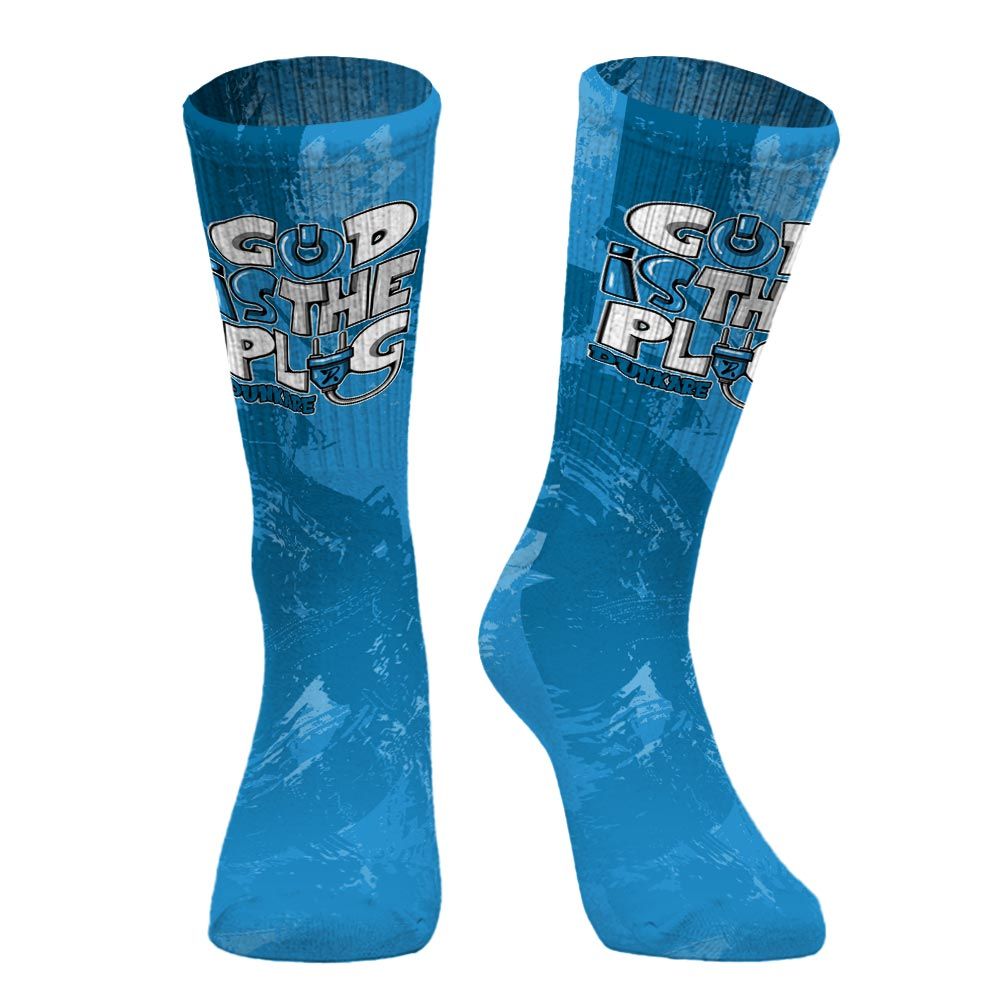 Sock To Match Powder Blue 9s - God Is The Power Cord Circle Splash