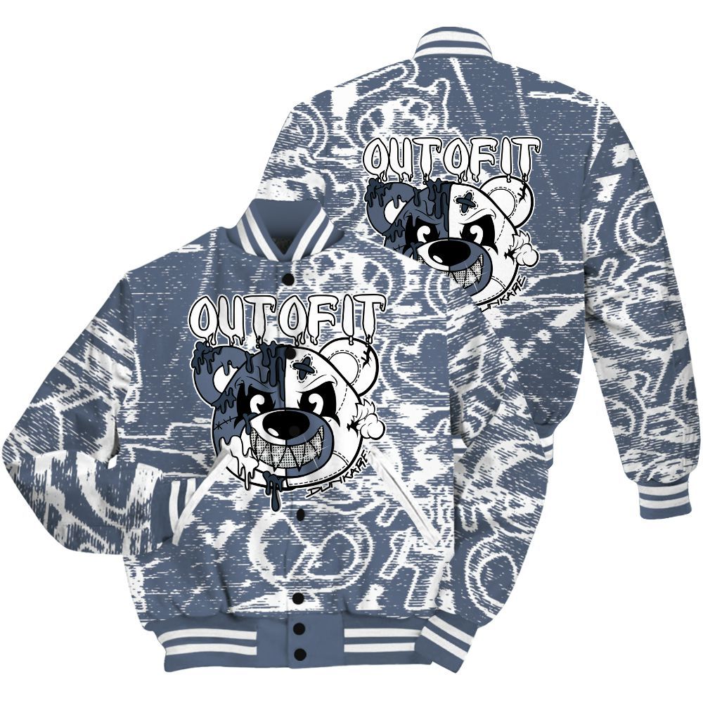 Varsity Jacket To Match Low Diffused Blue 11s Shirt - Out Of It Bear Avant-Garde All Over Print