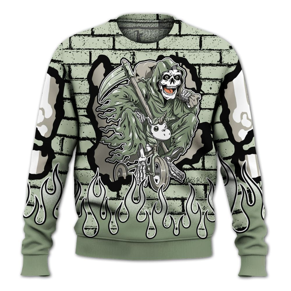 Sweatshirt To Match Seafoam Sail 4s - Self Make Skeleton Crashed All Over Print