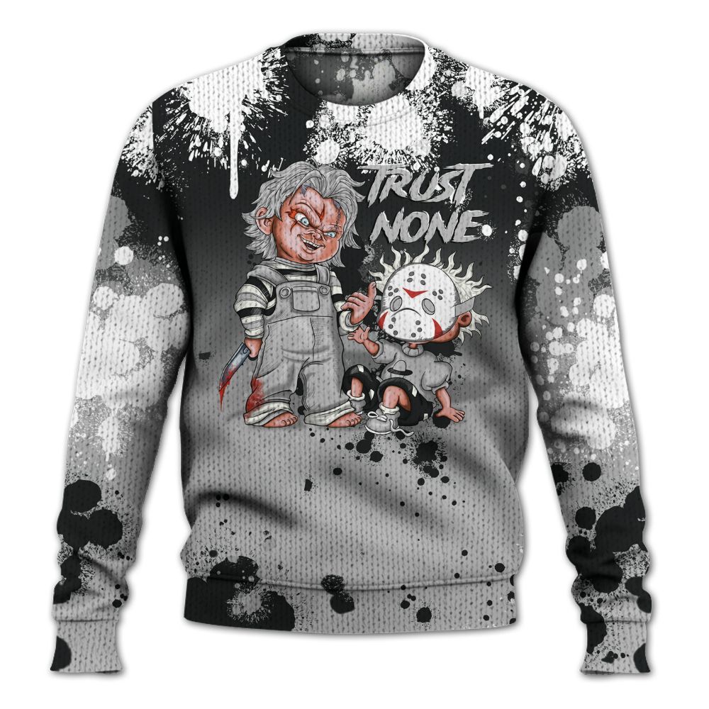 Knitted Sweater To Match Low 85 Metallic Black 1s - Trust No One Scary