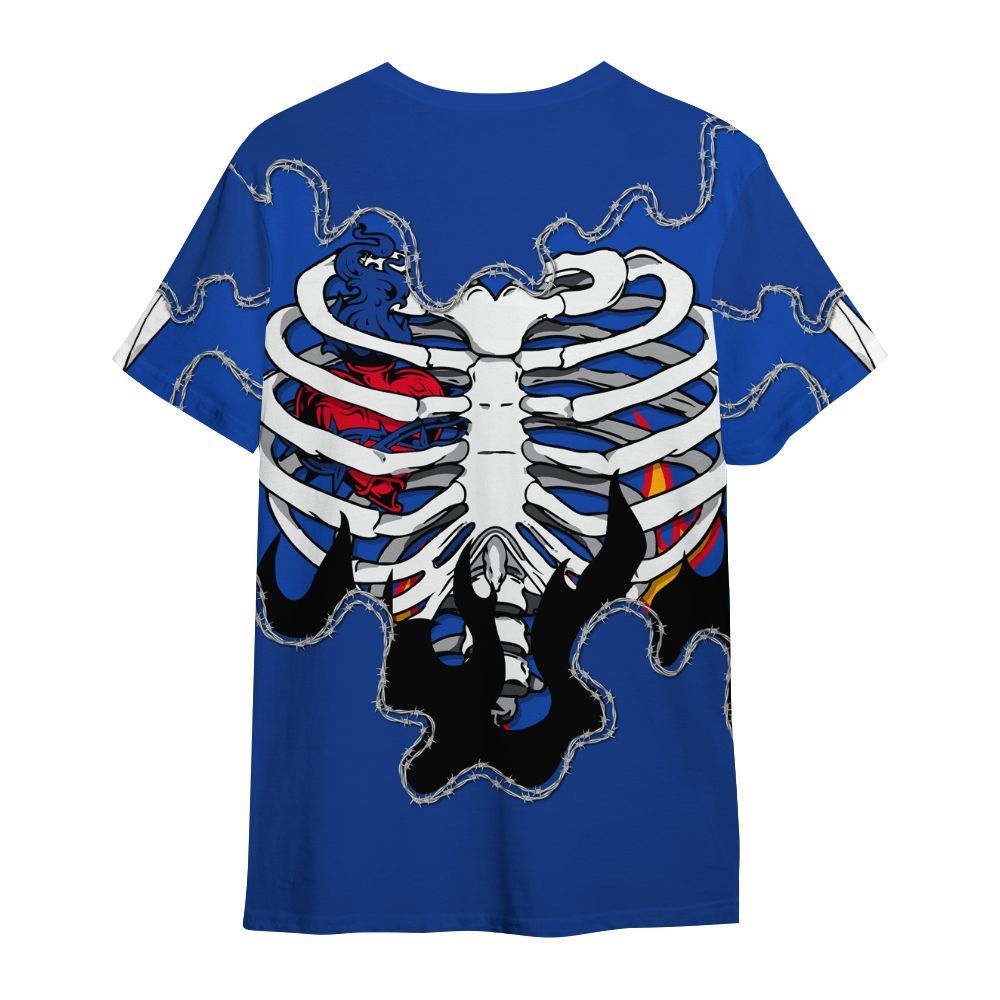 Shirt To Match Air Foamposite One Royal - Skeleton Heart On Fire All Over Print