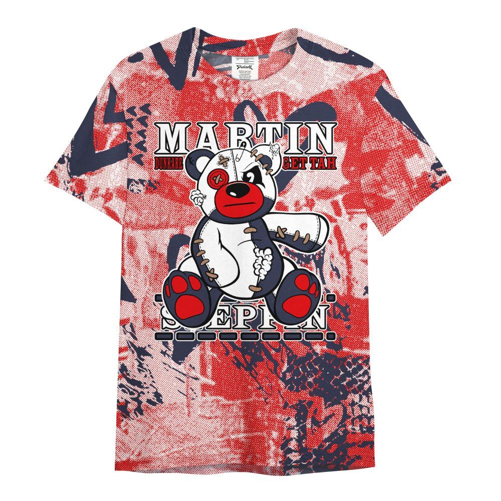 Shirt To Match Low OG Howard Bison 1s - Tah Steppin Bear Heart Grunge All Over Print