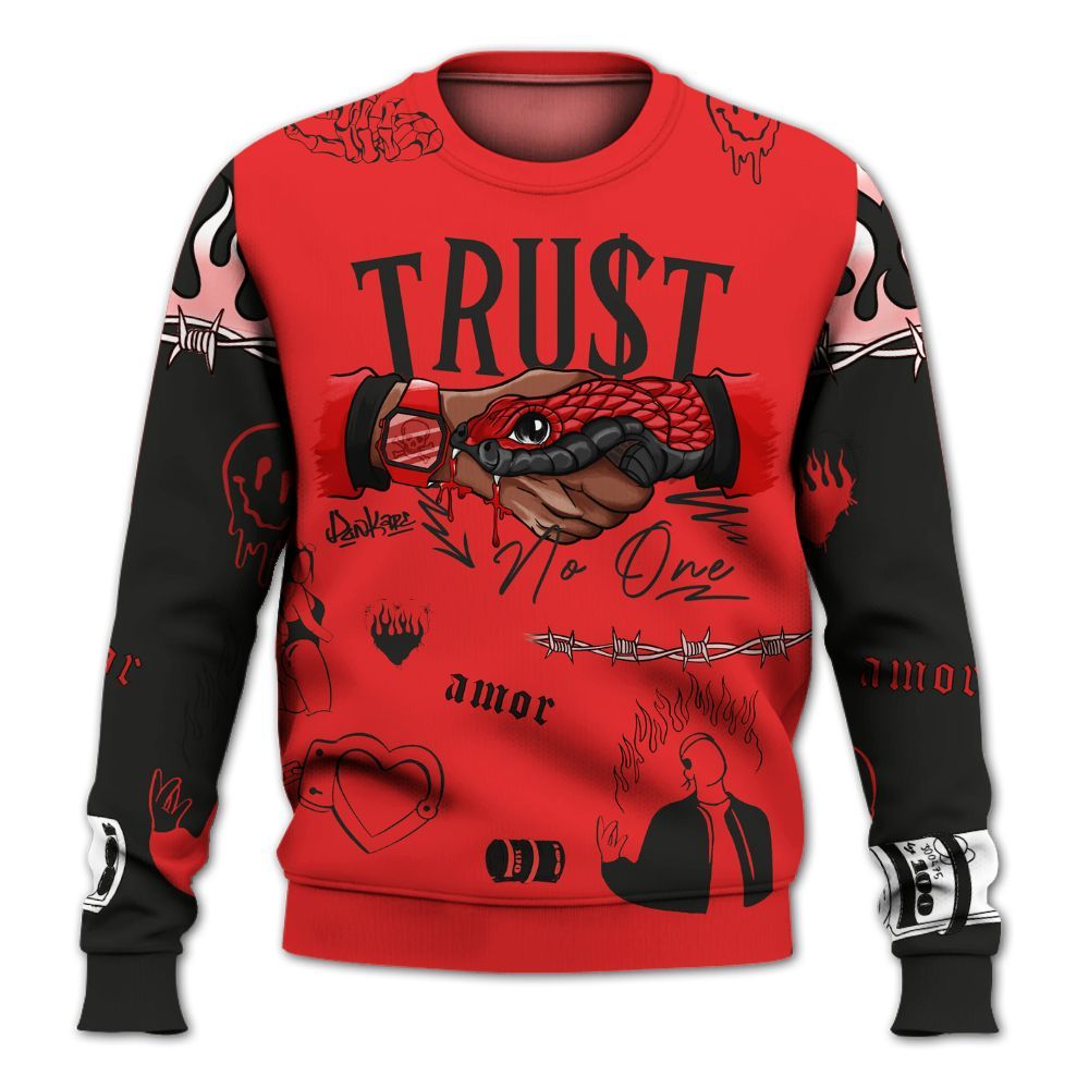 Sweatshirt To Match Red Thunder 4s - Snake Trust No One All Over Print