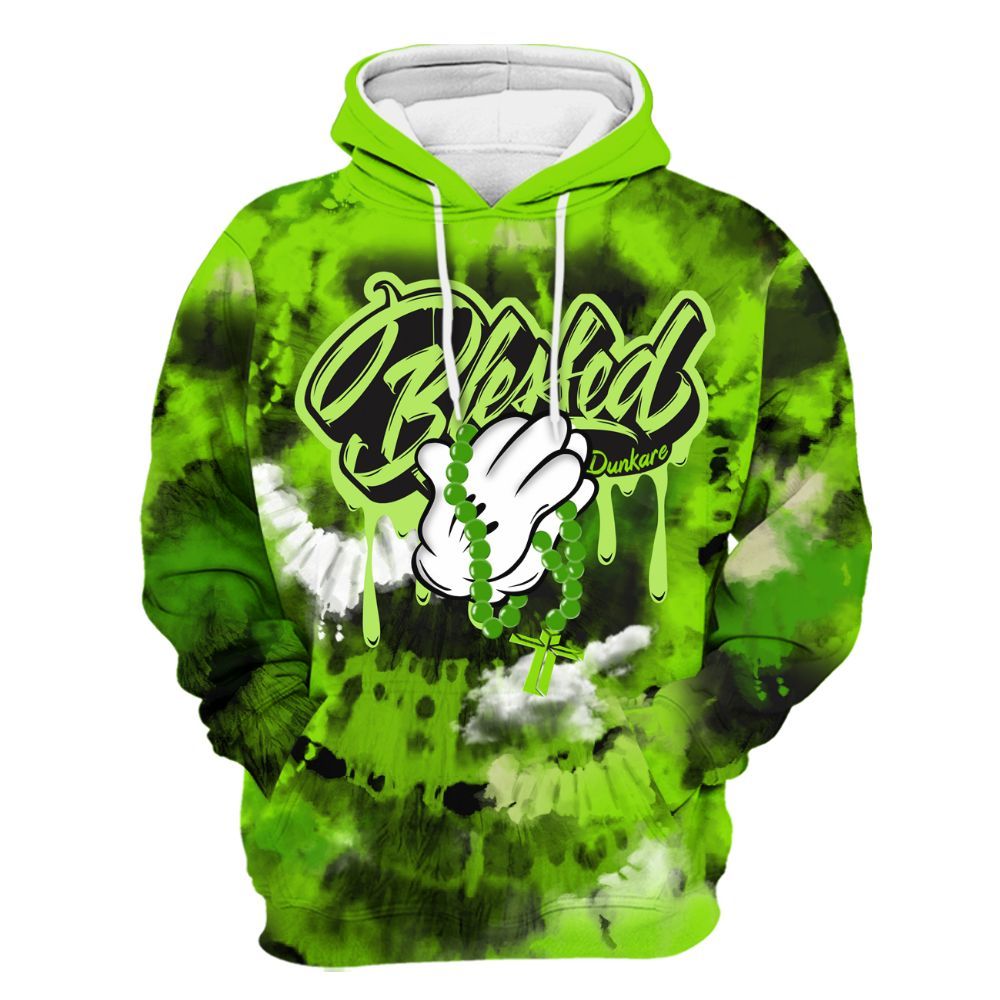 Hoodie To Match Electric Green 6s - God Blessed Tie Dye All Over Print