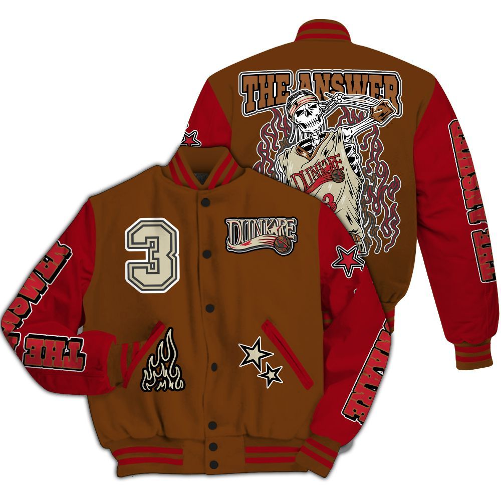 Varsity Jacket To Match Archaeo Brown 5s - Allen Answer Skeleton All Over Print