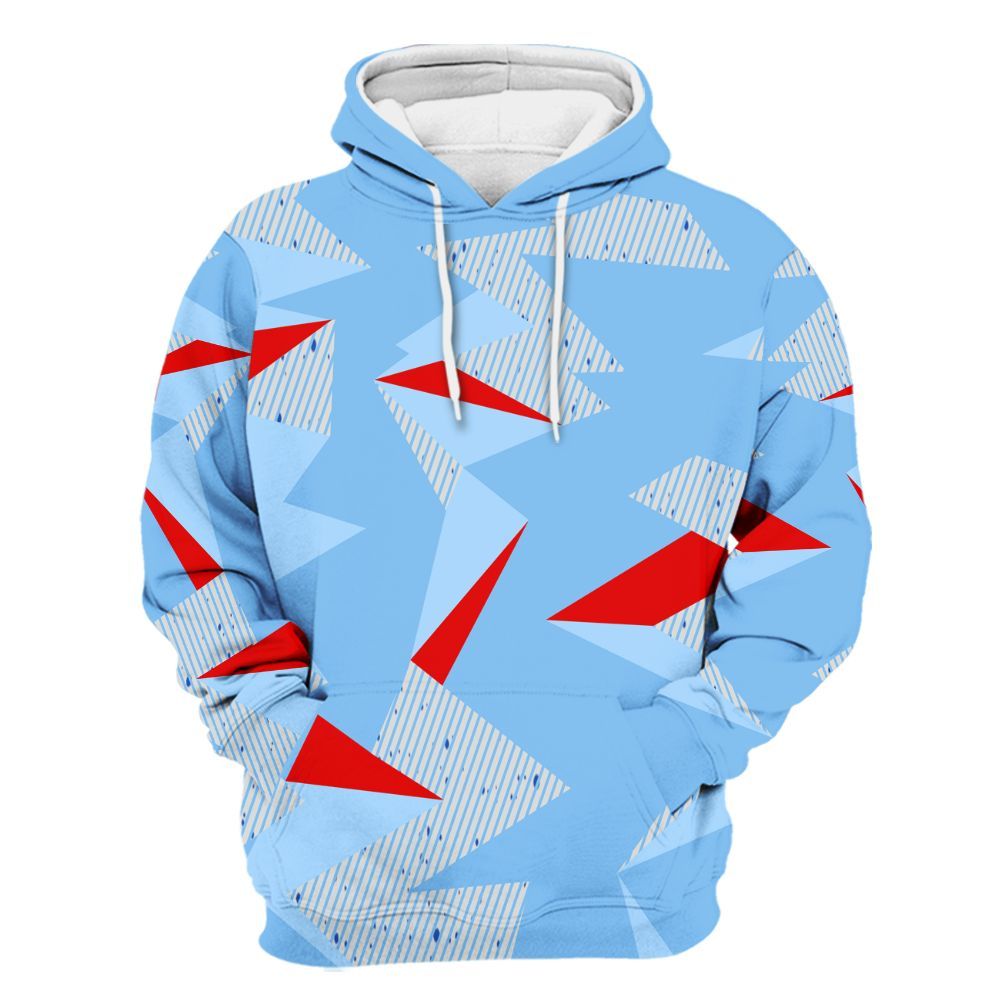 Hoodie To Match University Blue 5s - Geometric Camouflage Pattern All Over Print