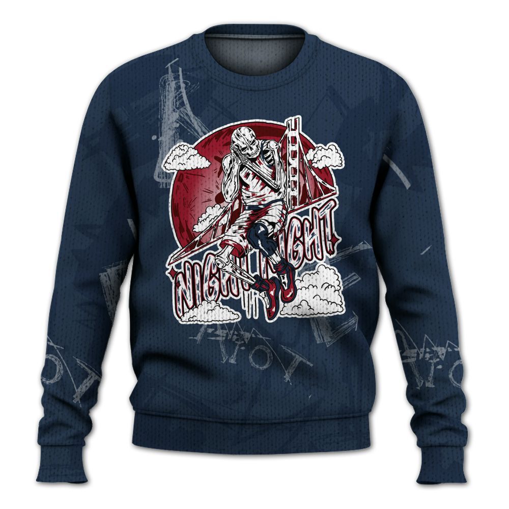 Knitted Sweater To Match White Midnight Navy 6s - Seeya Skeleton Messyz