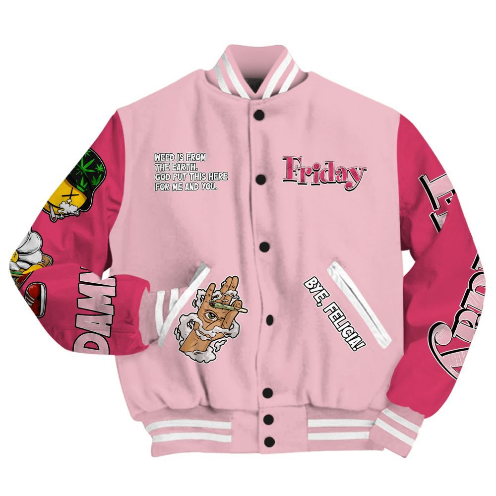 Varsity Jacket To Match Low OG Tropical Pink 1s - Friday Sneaker Stress Style All Over Print
