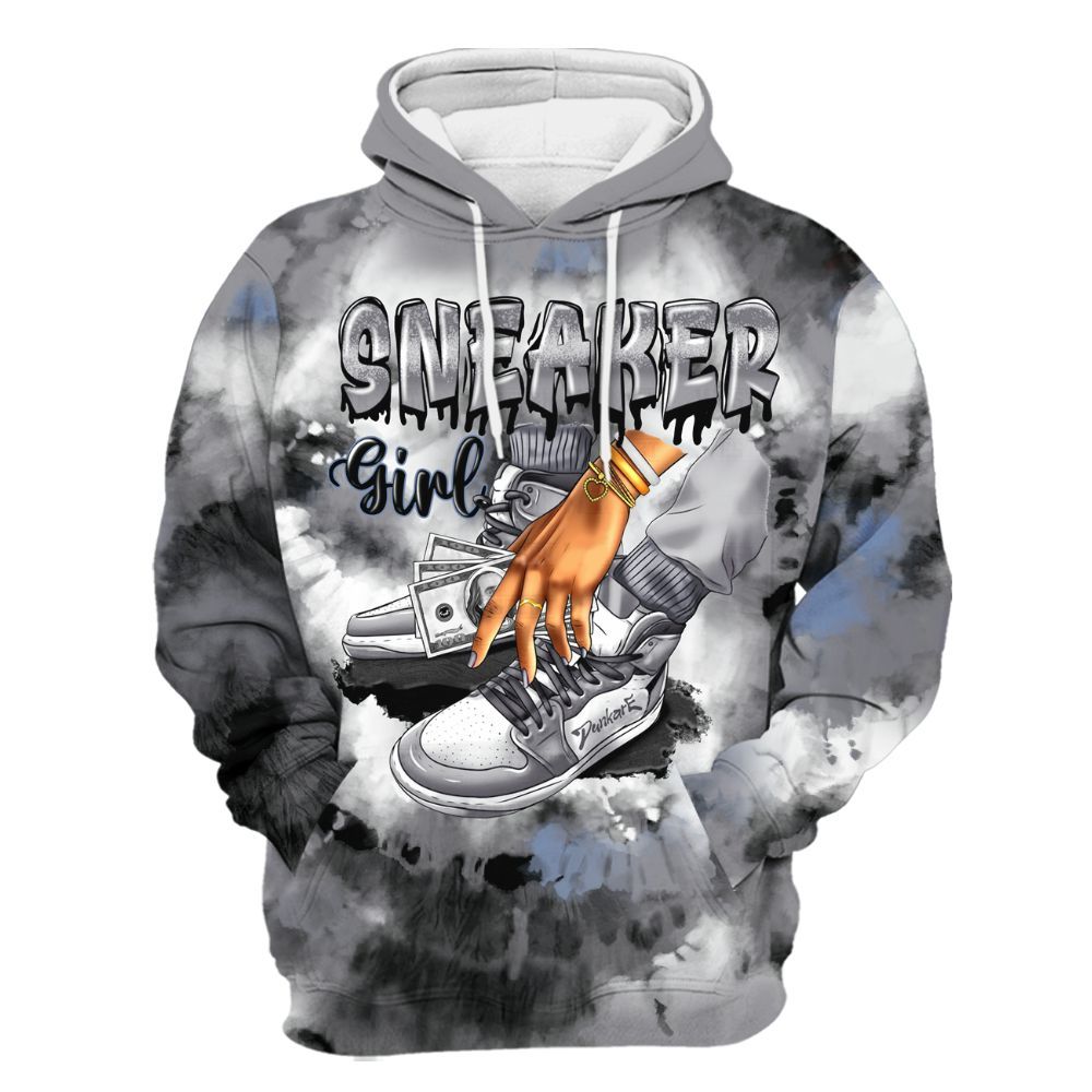 Hoodie To Match Cement Grey 11s - SNEAKER Girl Money Drip Tie Dye All Over Print