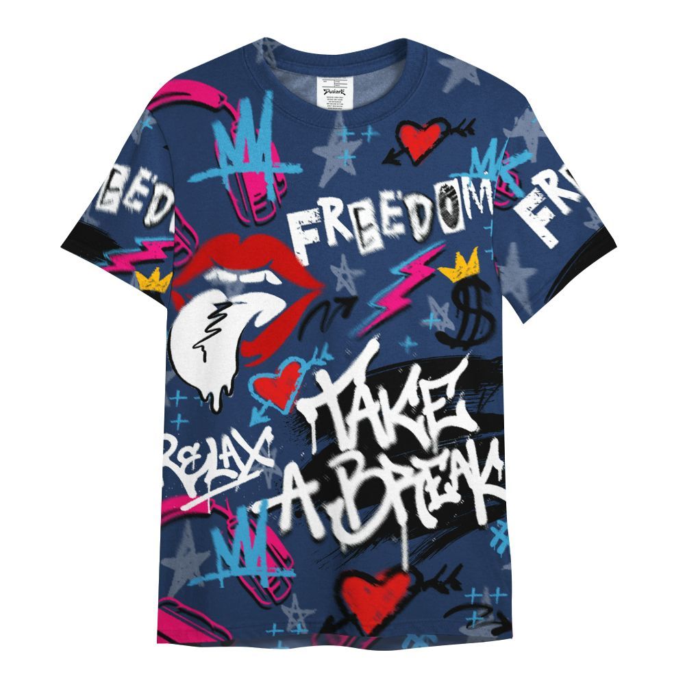 Shirt To Match Air Max 180 University Blue - Take Break Freedom Graffiti Streetwear All Over Print