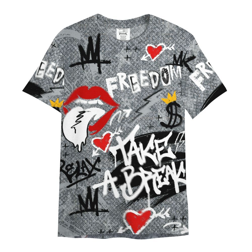 Shirt To Match Low CNY Year Of The Snake 11s - Take Break Freedom Graffiti Streetwear All Over Print