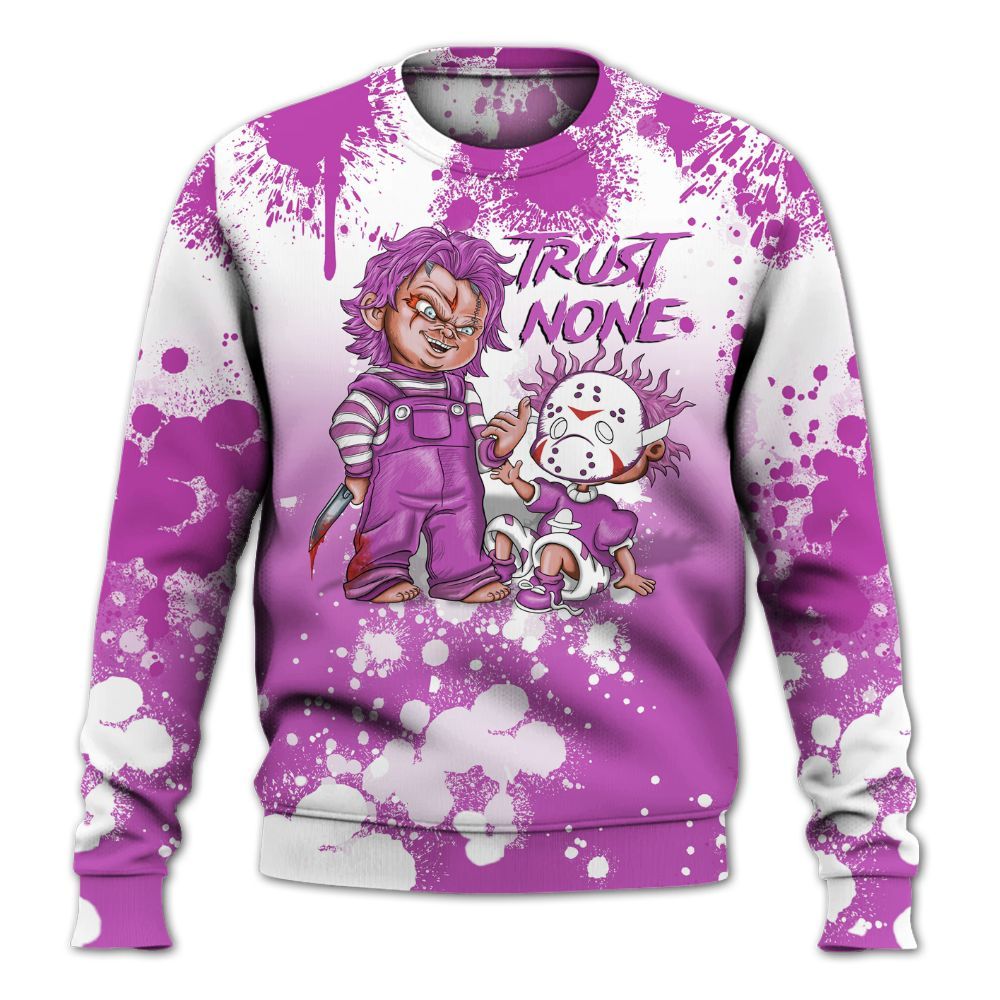 Sweatshirt To Match Hyper Violet 4s - Trust No One Scary All Over Print