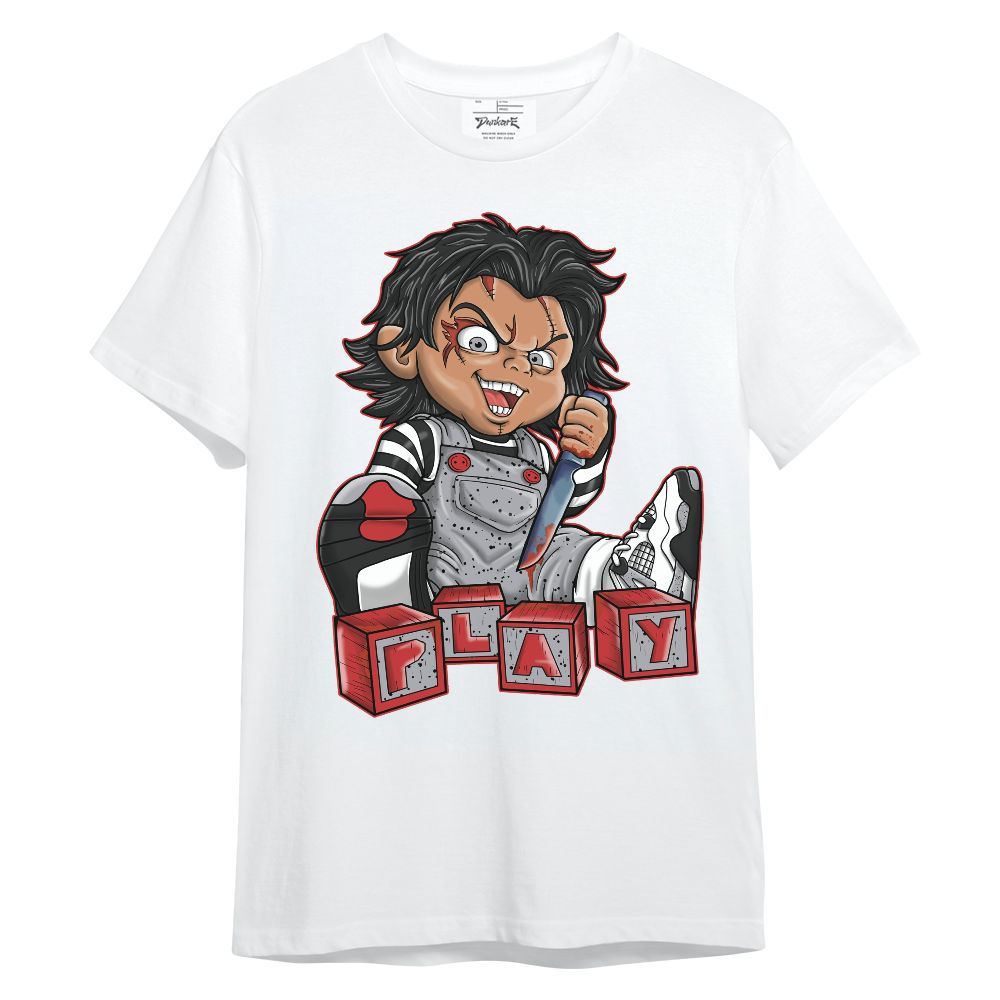 Shirt To Match White Cement 4s - Play Horror Sneaker Graphic