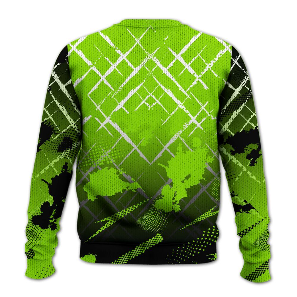 Knitted Sweater To Match Electric Green 6s - Halftone Stand Business Dripping