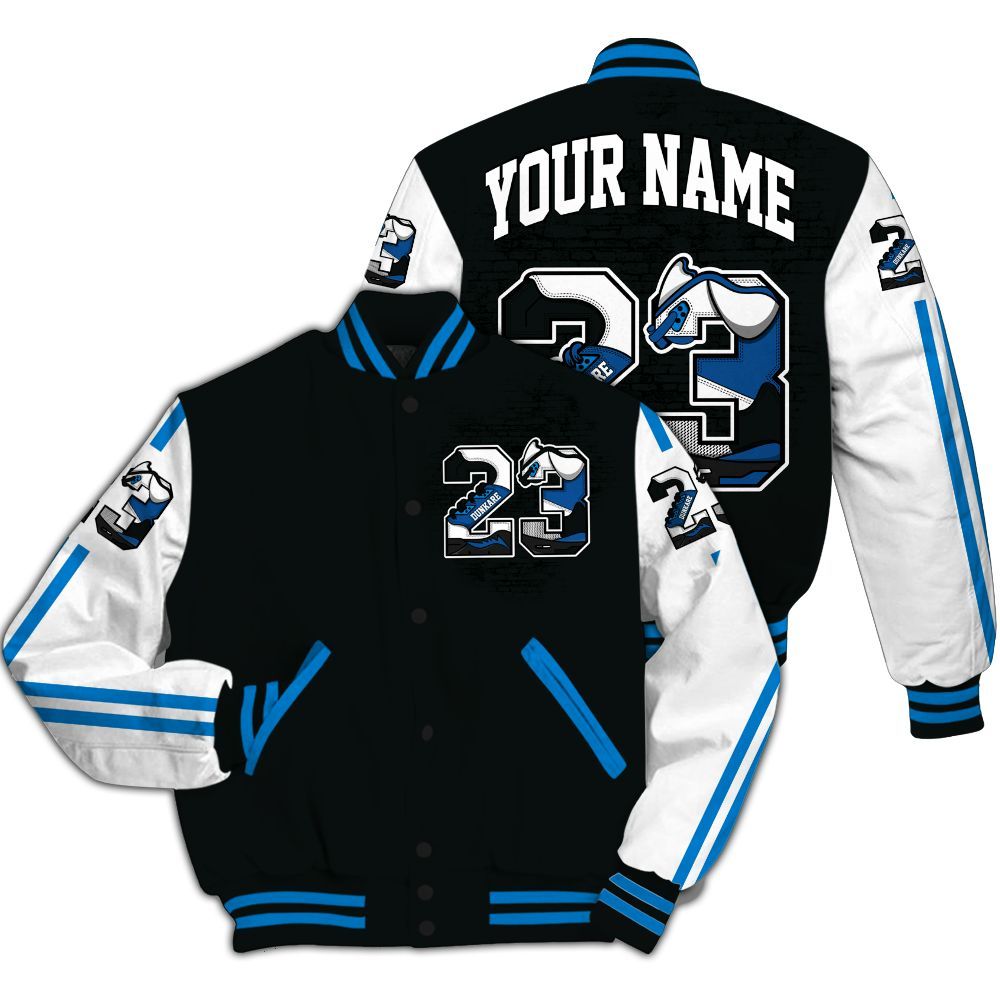 Varsity Jacket To Match High OG FragmentxULA White Black 1s - Custom Name Number 23 5s All Over Print