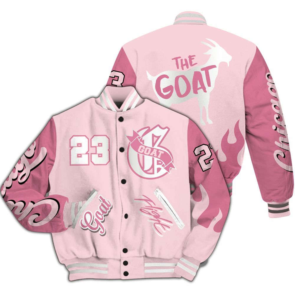 Varsity Jacket To Match GS Pearl Pink 12s - G.O.A.T Flight Streetwear Graphic All Over Print