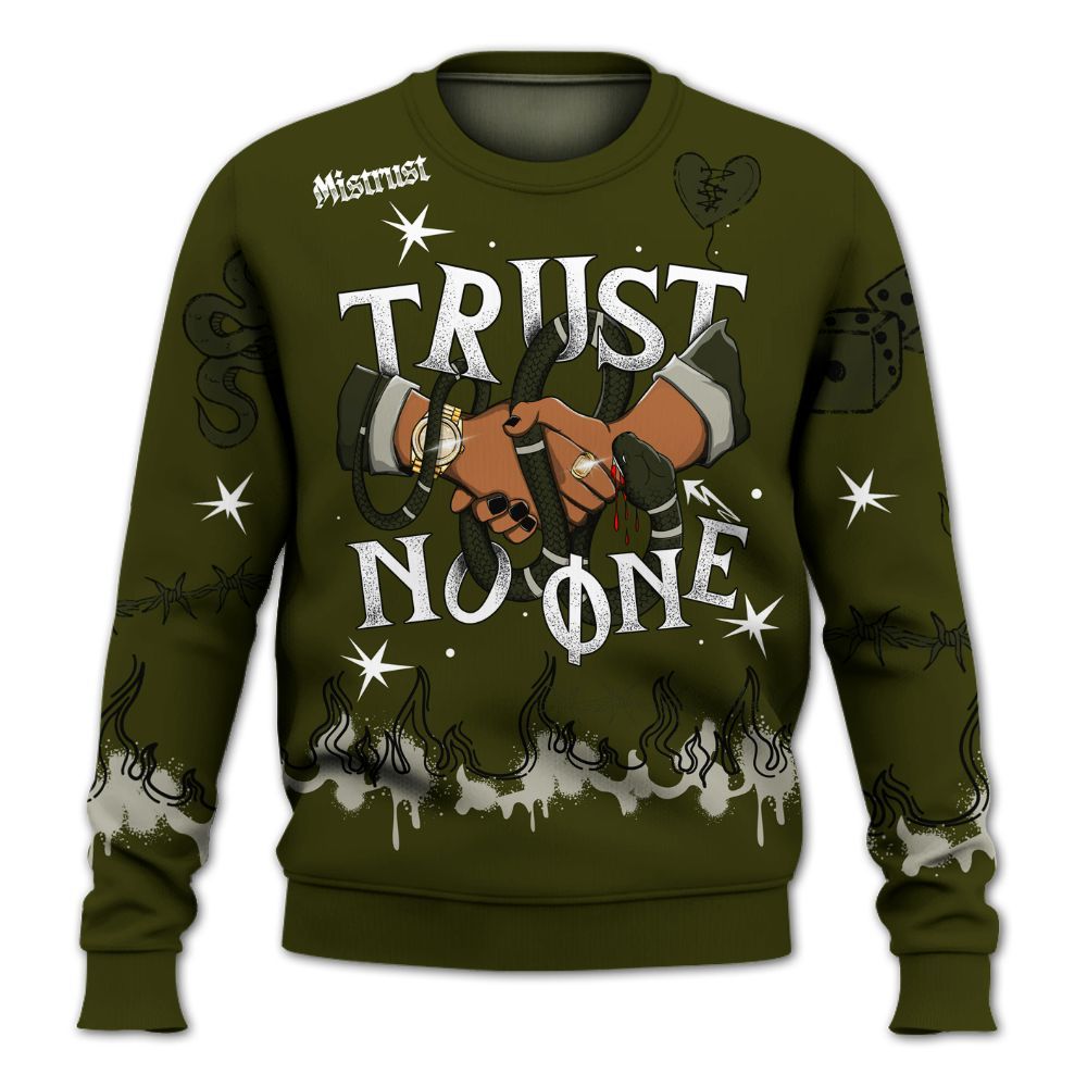 Sweatshirt To Match Dunk Low Pale Ivory Cargo Khaki - Trust No One Snake-Bite Doodle Crayon All Over Print
