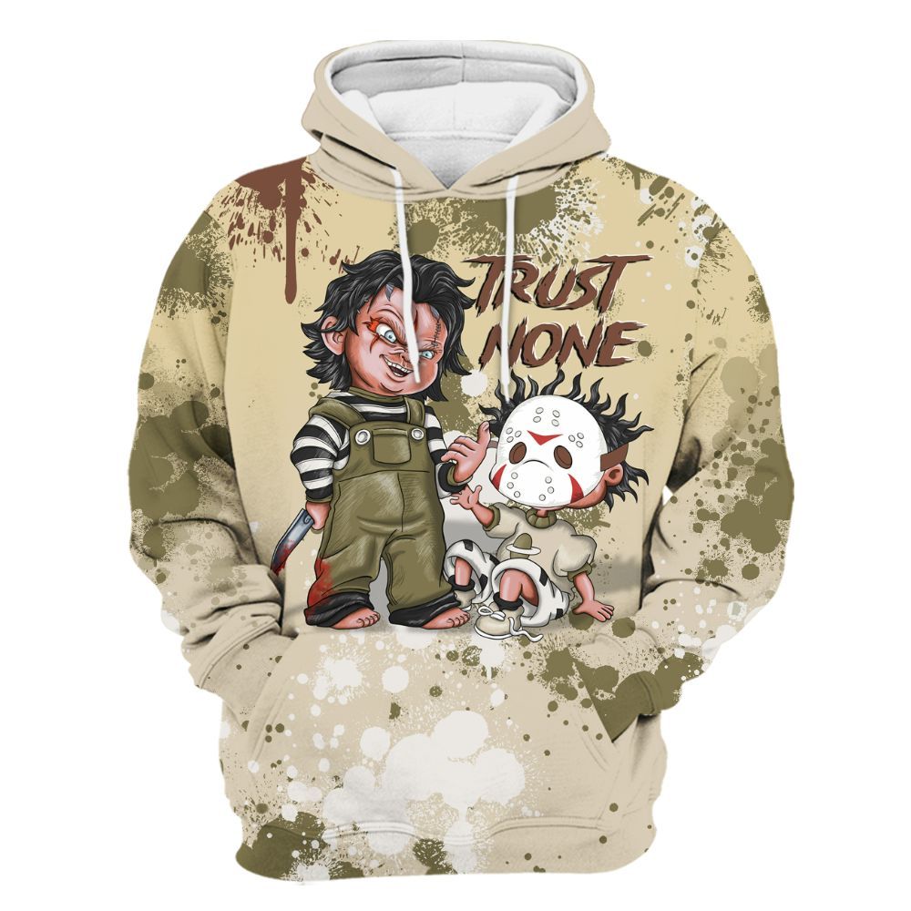 Hoodie To Match Sail Neutral Olive 6s - Trust No One Scary All Over Print