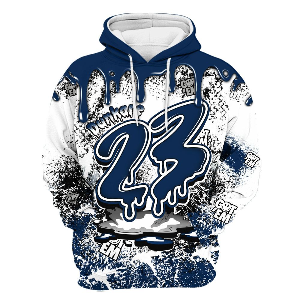 Hoodie To Match SB White Navy 4s - Dripping 23 Drip All Over Print