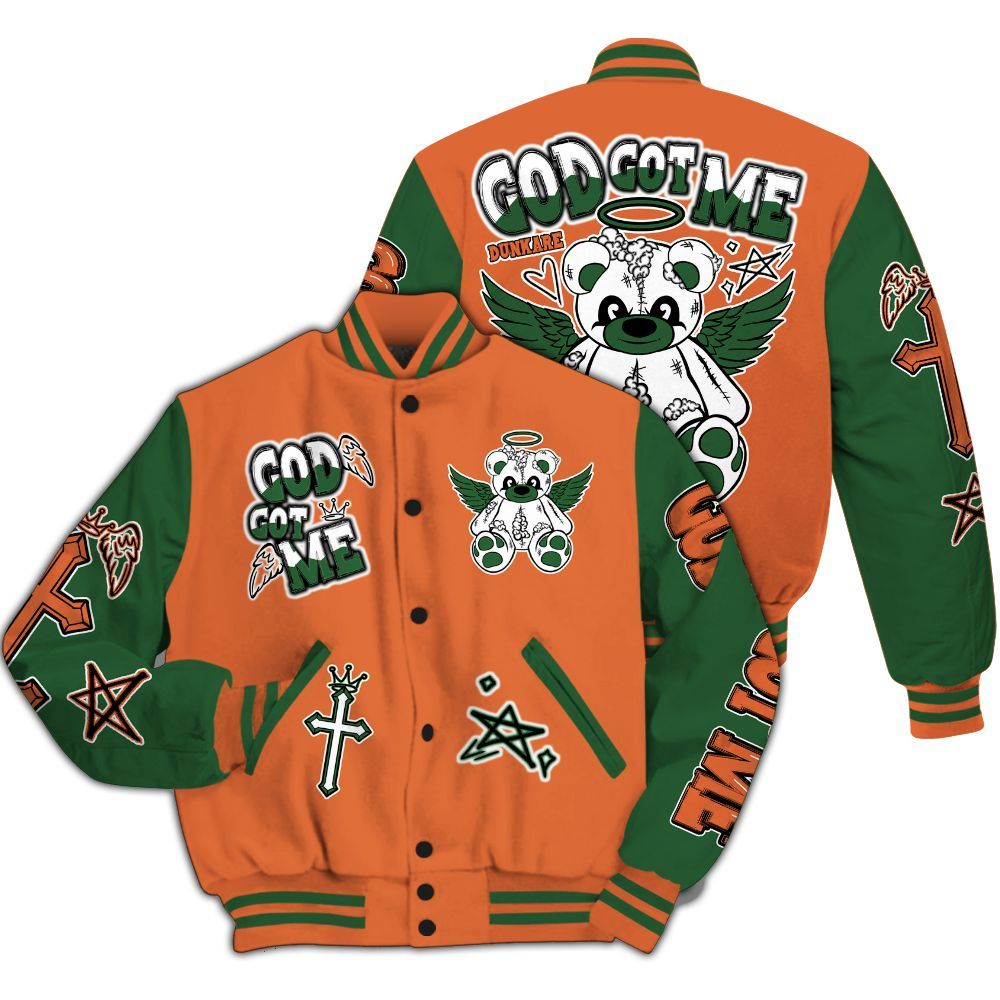 Varsity Jacket To Match Low Miami 5s - Gods Guides Me Bear All Over Print