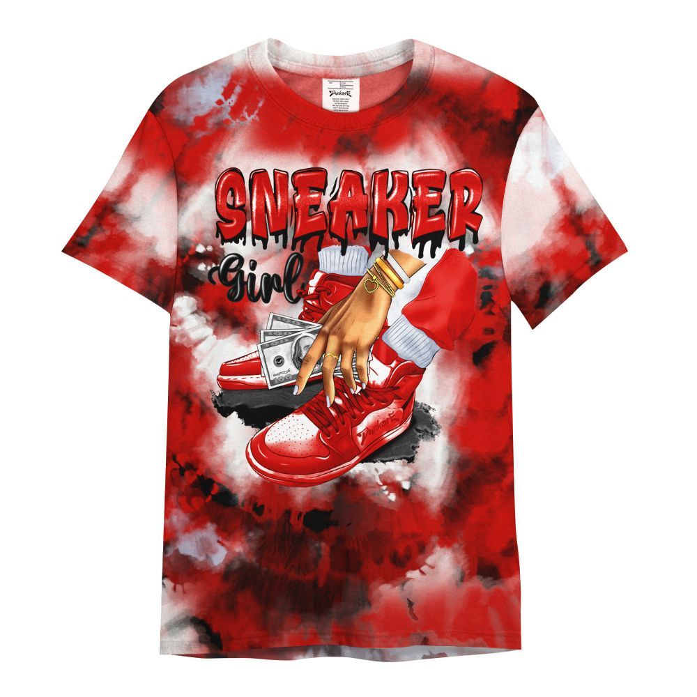 Shirt To Match Fire Red 6s - SNEAKER Girl Money Drip Tie Dye All Over Print