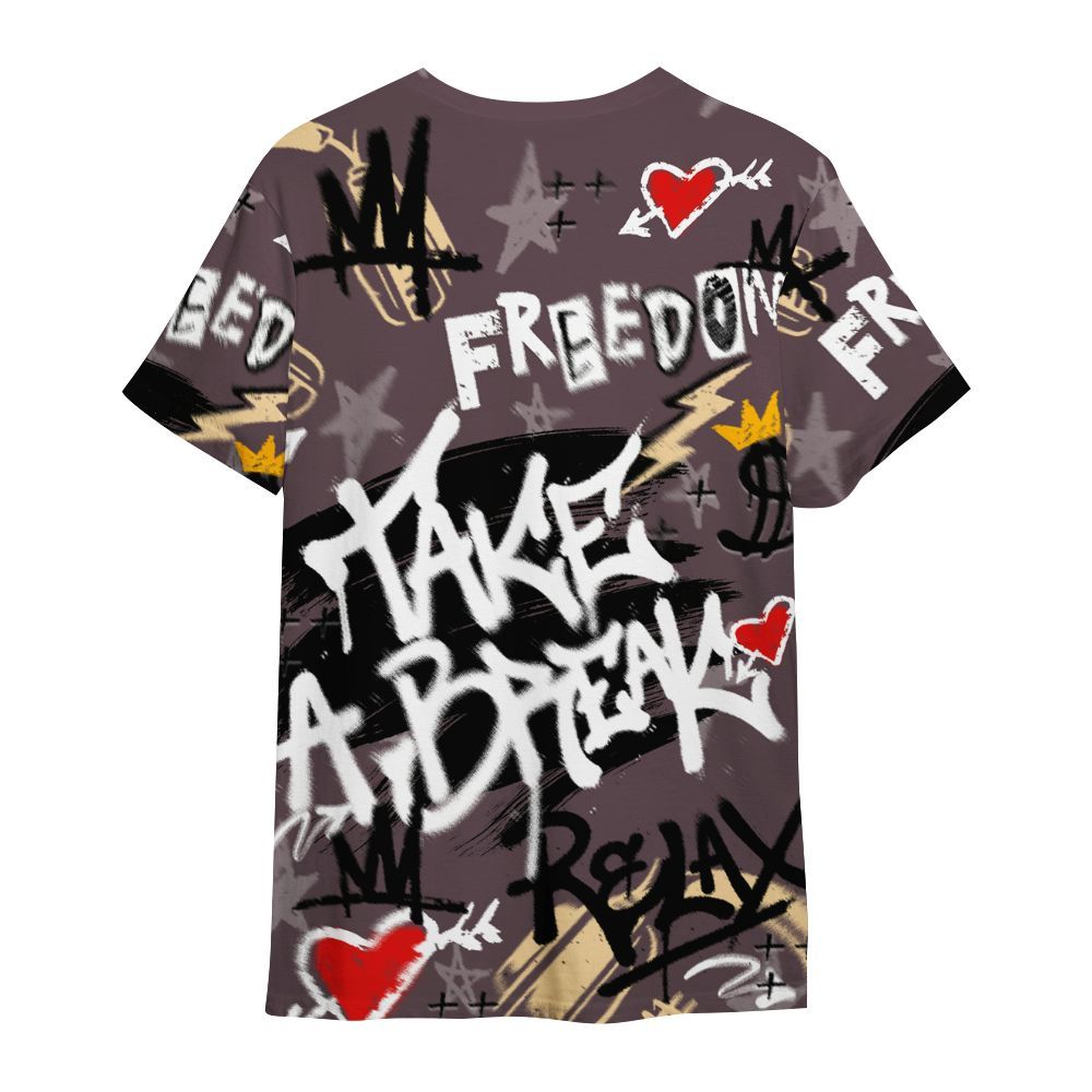 Shirt To Match AMM Black 3s - Take Break Freedom Graffiti Streetwear All Over Print