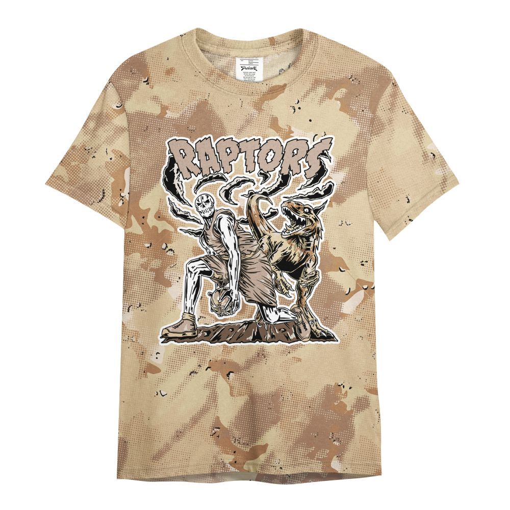 Shirt To Match Desert Camo 3s - Raptors Skeleton Abstract Halftone All Over Print