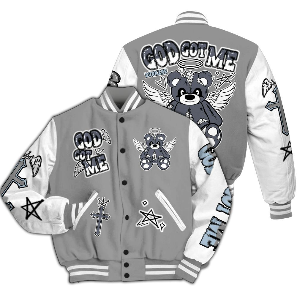 Varsity Jacket To Match Cool Grey 6s - Gods Guides Me Bear All Over Print
