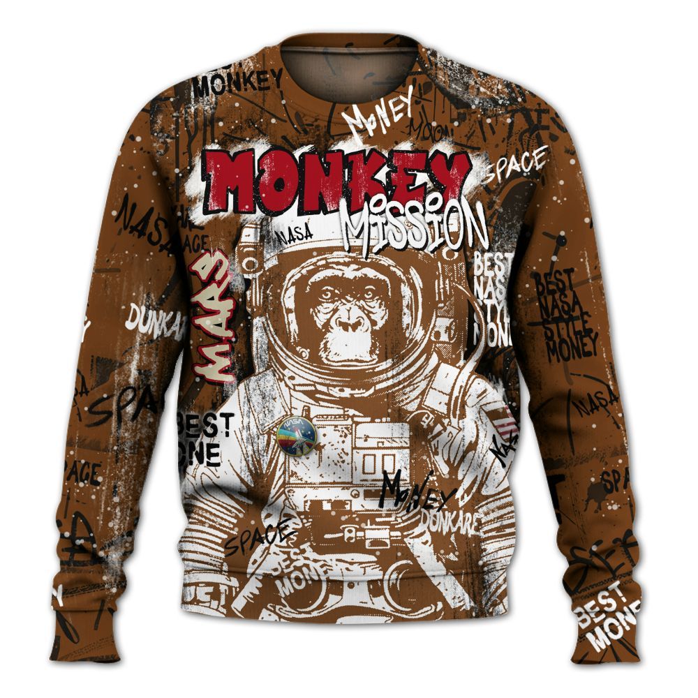 Sweatshirt To Match Archaeo Brown 5s - Monkey Misson Space All Over Print