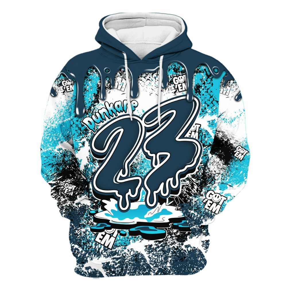 Hoodie To Match Air Navy Baltic Blue - Dripping 23 Drip All Over Print