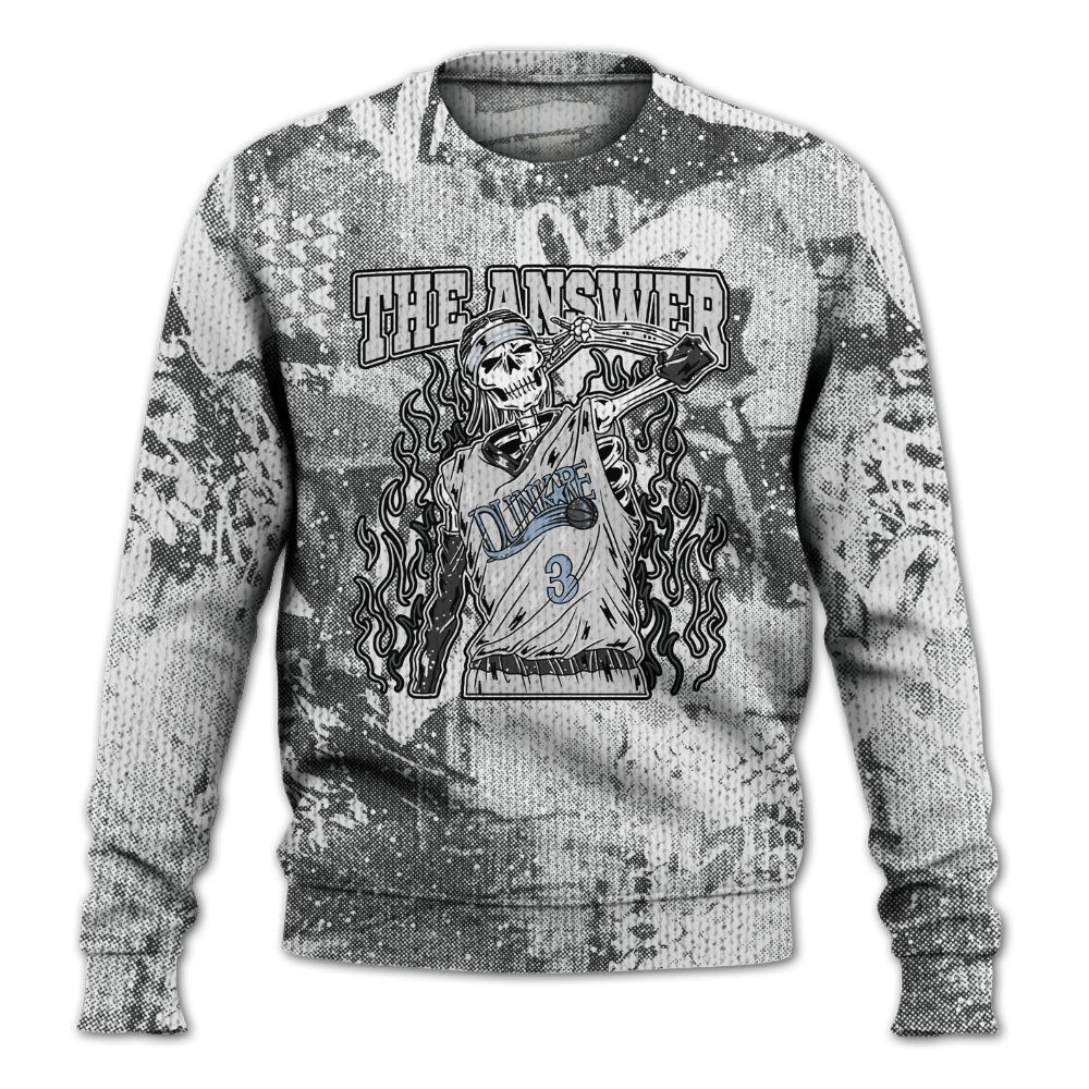 Knitted Sweater To Match Reverse Black White 6s - Allen Answer Skeleton Heart