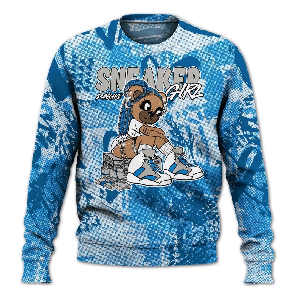Sweatshirt To Match Industrial Blue 4s - Sneaker Girl Bear Heart Grunge All Over Print