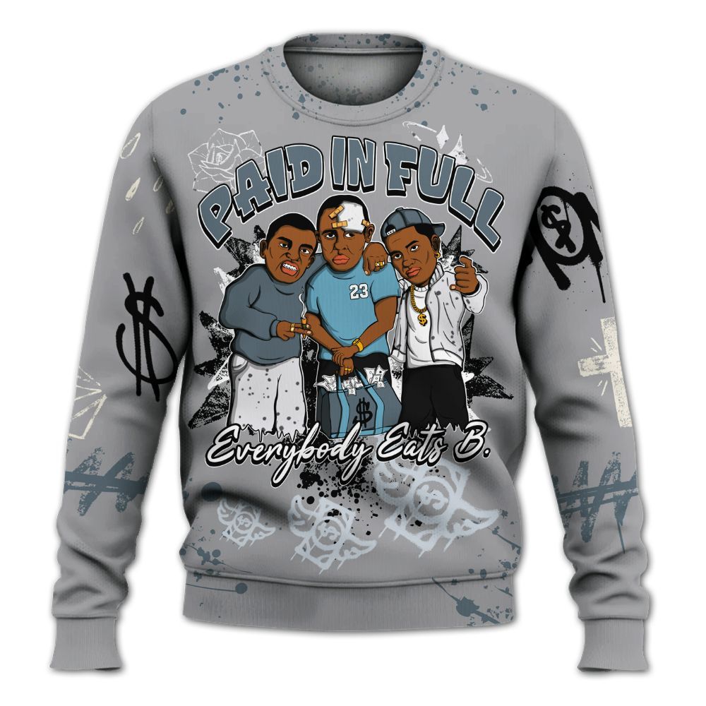 Sweatshirt To Match Retro Light Graphite Wolf Grey 5s - Everybody Paid In Full Crayon All Over Print