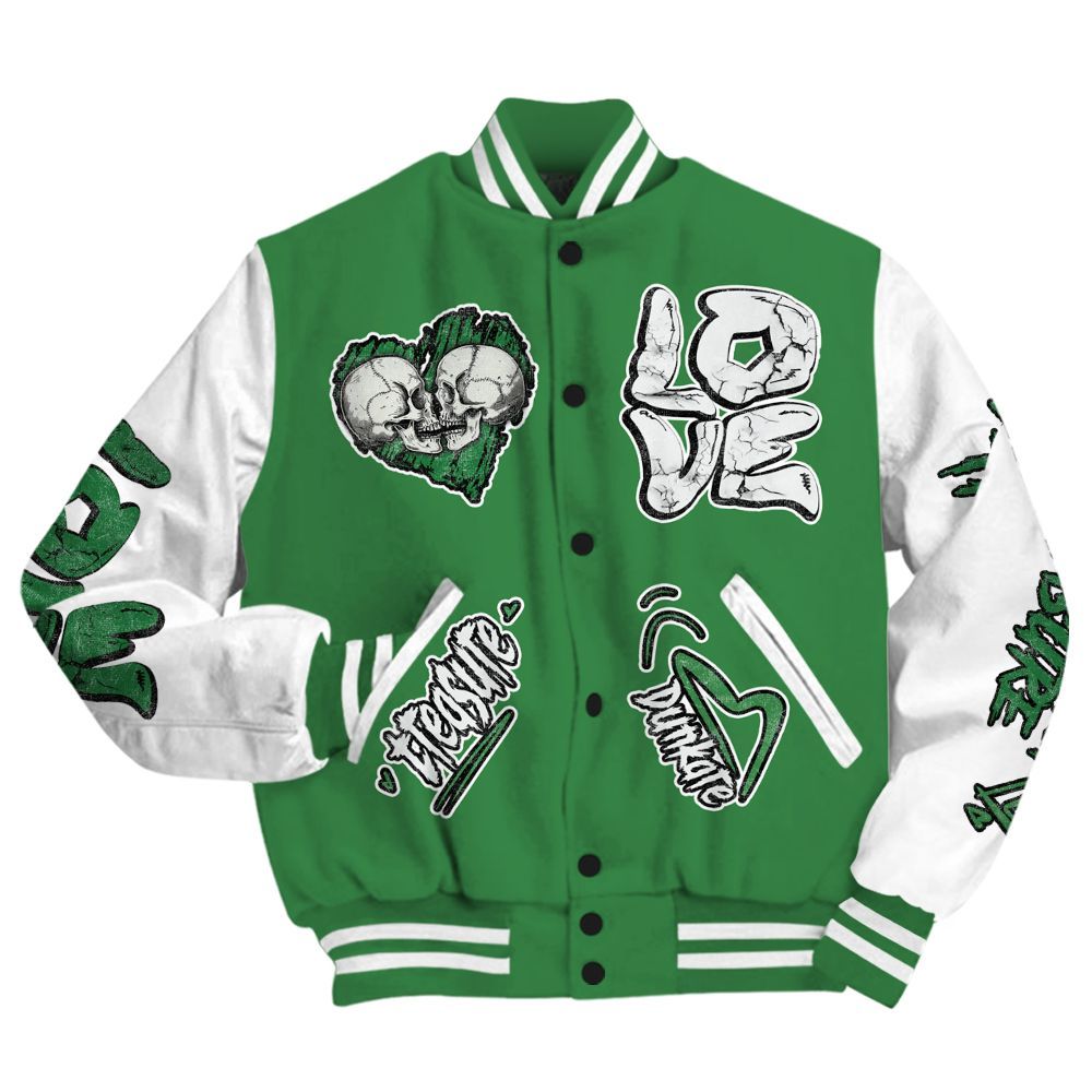Varsity Jacket To Match Lucky Green 1s - Skull Bear All Over Print