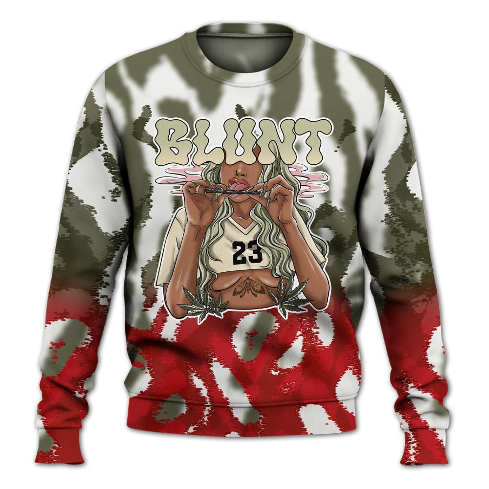 Sweatshirt To Match Low OG Medium Olive 1s - Bluntz Burnz All Over Print