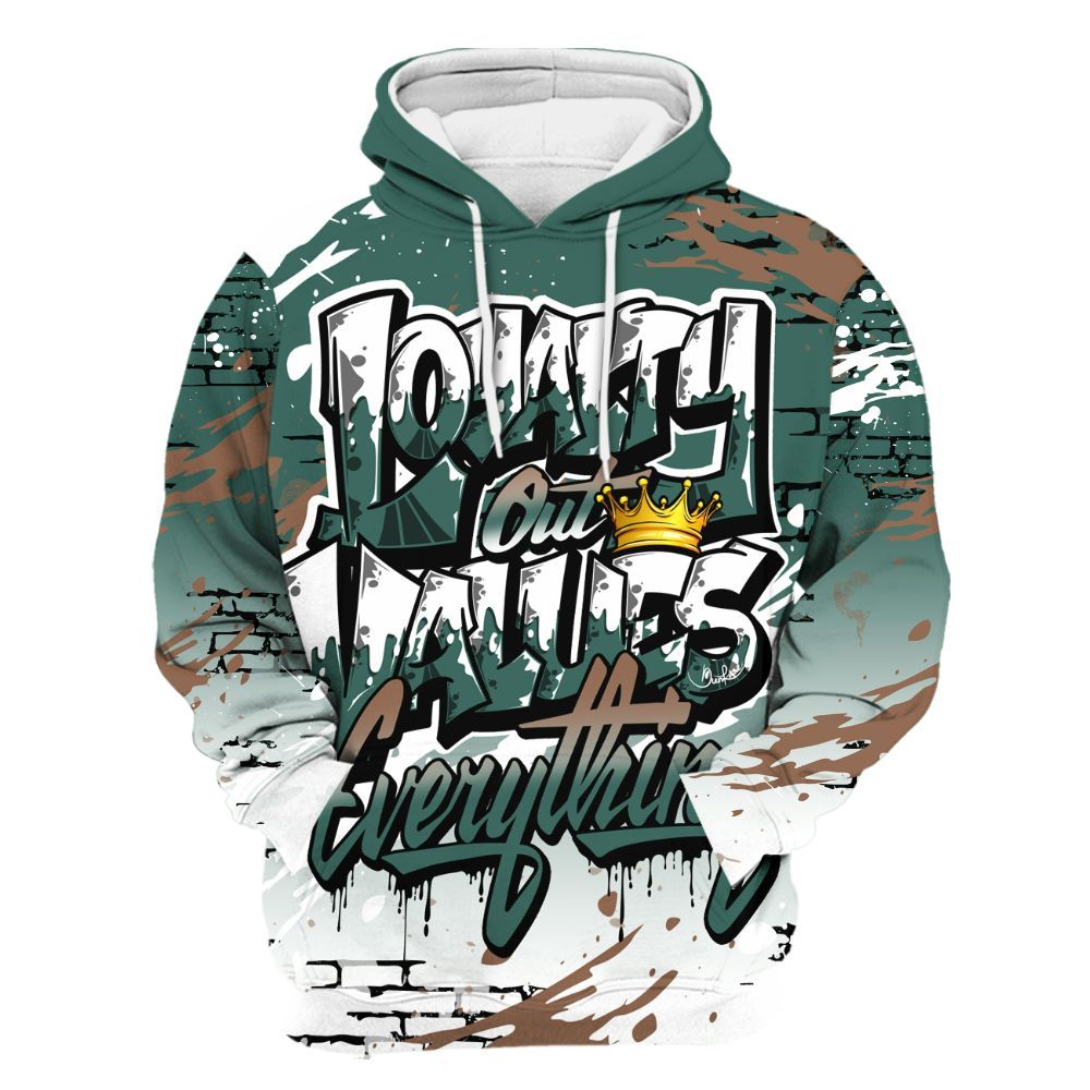 Hoodie To Match Low OG Oxidized Green 1s - Values Of Loyalty Drip All Over Print