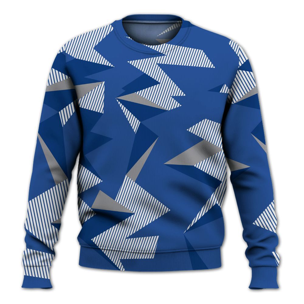 Sweatshirt To Match High OG True Blue 1s - Geometric Camouflage Pattern All Over Print