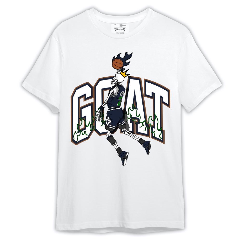 Shirt To Match Midnight Navy 13s - G.O.A.T Skeleton Fire Shirt Outfit